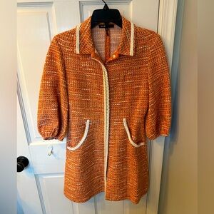 Maje Orange and Cream Tweed Dress